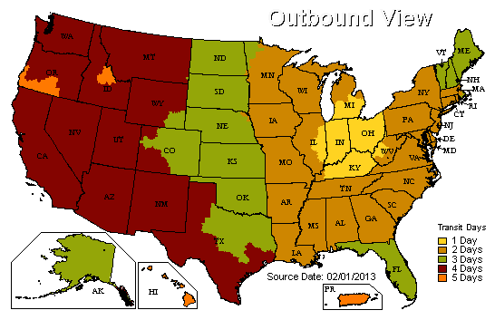 UPS Ground Transit Map